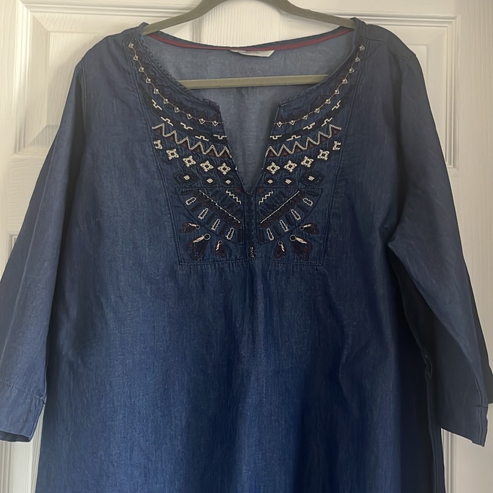 George Embroidered Jean Dress